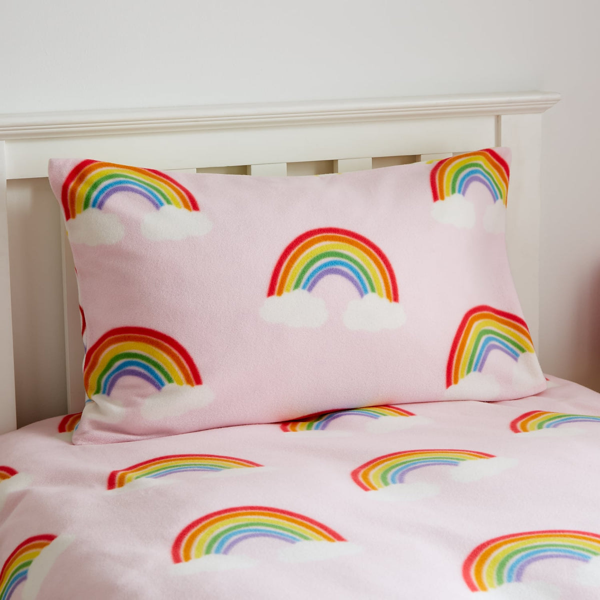Catherine Lansfield Rainbow Hearts Cosy Kids Duvet Cover Set - Rainbow Heart Fleece Duvet Set