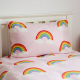 Catherine Lansfield Rainbow Hearts Cosy Kids Duvet Cover Set - Rainbow Heart Fleece Duvet Set