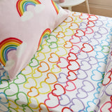 Catherine Lansfield Rainbow Hearts Cosy Kids 25cm Deep Fitted Sheet