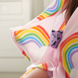 Catherine Lansfield Rainbow Hearts Kids Hooded Blanket - Rainbow Heart Fleece Hoody Blanket