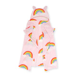 Catherine Lansfield Rainbow Hearts Kids Hooded Blanket - Rainbow Heart Fleece Hoody Blanket