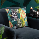 Ebon Wilds Ekua Teal Cushion Cover 17" x 17" by Wylder