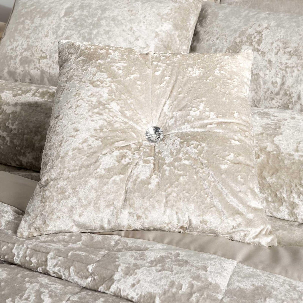 Catherine Lansfield Diamante Filled Cushion 45cm x 45cm - Natural