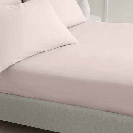 Bianca Fine Linens 200 Thread Count Percale 32cm Deep Blush 100% Cotton Fitted Sheet - 200 Thread Count Percale Fitted Sheet Blush