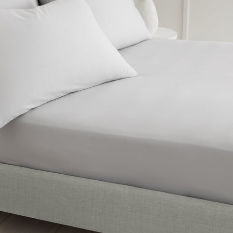 Bianca Fine Linens 200 Thread Count Percale 32cm Deep Grey 100% Cotton Fitted Sheet - 200 Thread Count Percale Fitted Sheet Grey