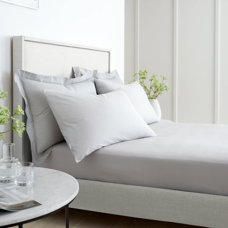 Bianca Fine Linens 200 Thread Count Percale 32cm Deep Grey 100% Cotton Fitted Sheet - 200 Thread Count Percale Fitted Sheet Grey