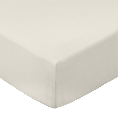 Bianca Fine Linens 200 Thread Count Percale 32cm Deep Natural 100% Cotton Fitted Sheet - 200 Thread Count Percale Fitted Sheet Natural