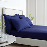 Bianca 200 Thread Count Percale 32cm Deep Navy 100% Cotton Fitted Sheet - 200 Thread Count Percale Fitted Sheet Navy