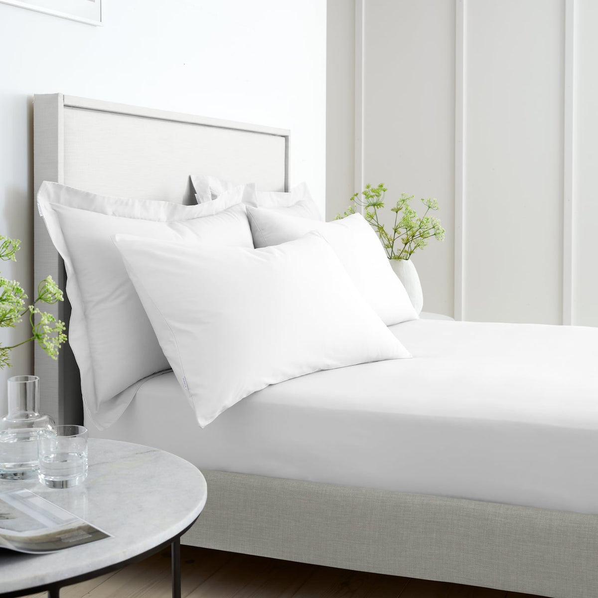 Bianca Fine Linens 200 Thread Count Percale 32cm Deep White 100% Cotton Fitted Sheet - 200 Thread Count Percale Fitted Sheet White