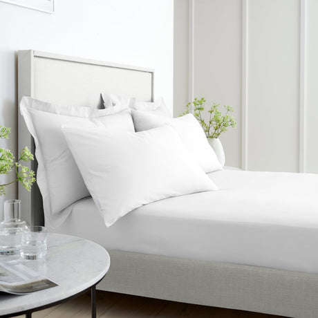 Bianca Fine Linens 200 Thread Count Percale 32cm Deep White 100% Cotton Fitted Sheet - 200 Thread Count Percale Fitted Sheet White