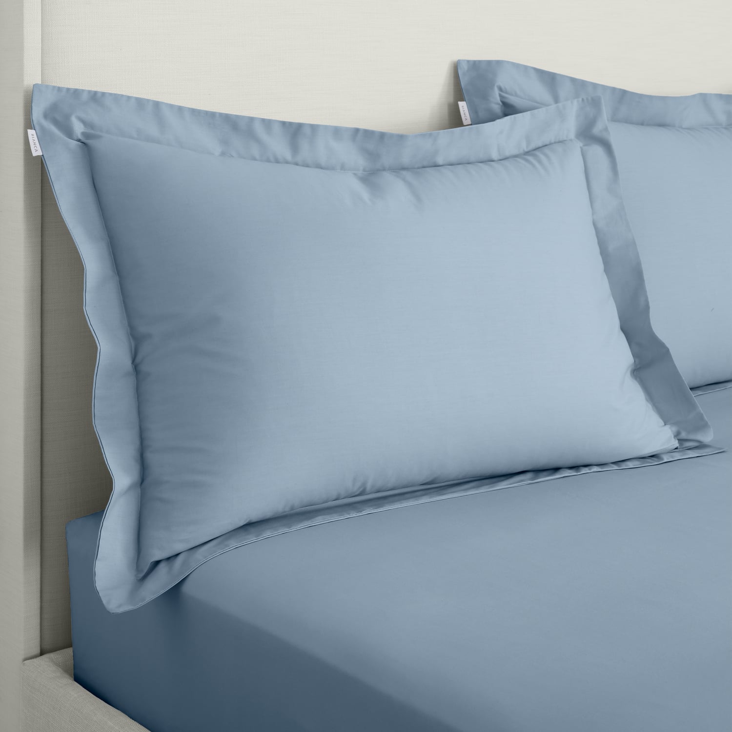 Bianca Fine Linens 200 Thread Count Cotton Percale Pillowcases - 200 Thread Count Percale Oxford Pillowcases Blue