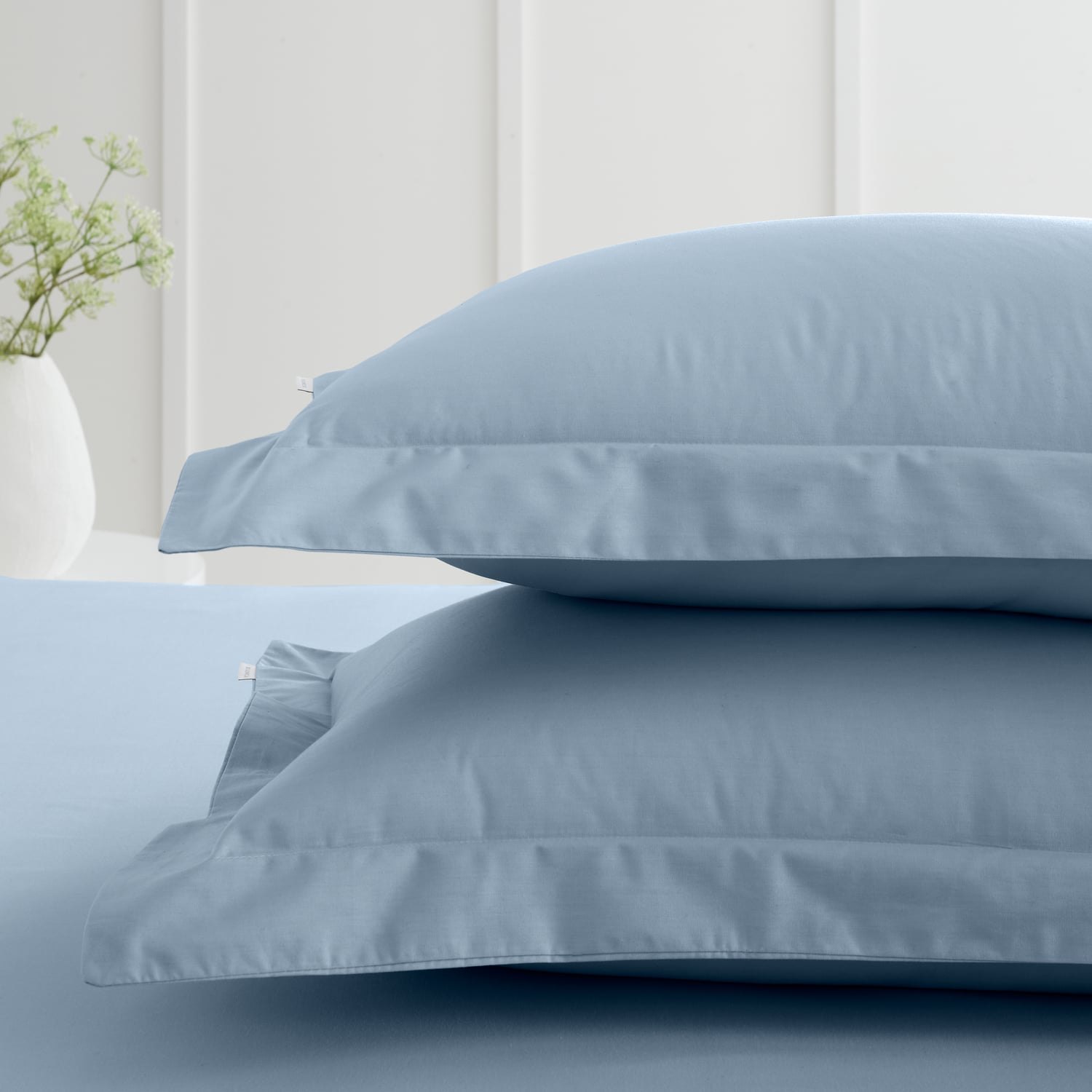 Bianca Fine Linens 200 Thread Count Cotton Percale Pillowcases - 200 Thread Count Percale Oxford Pillowcases Blue