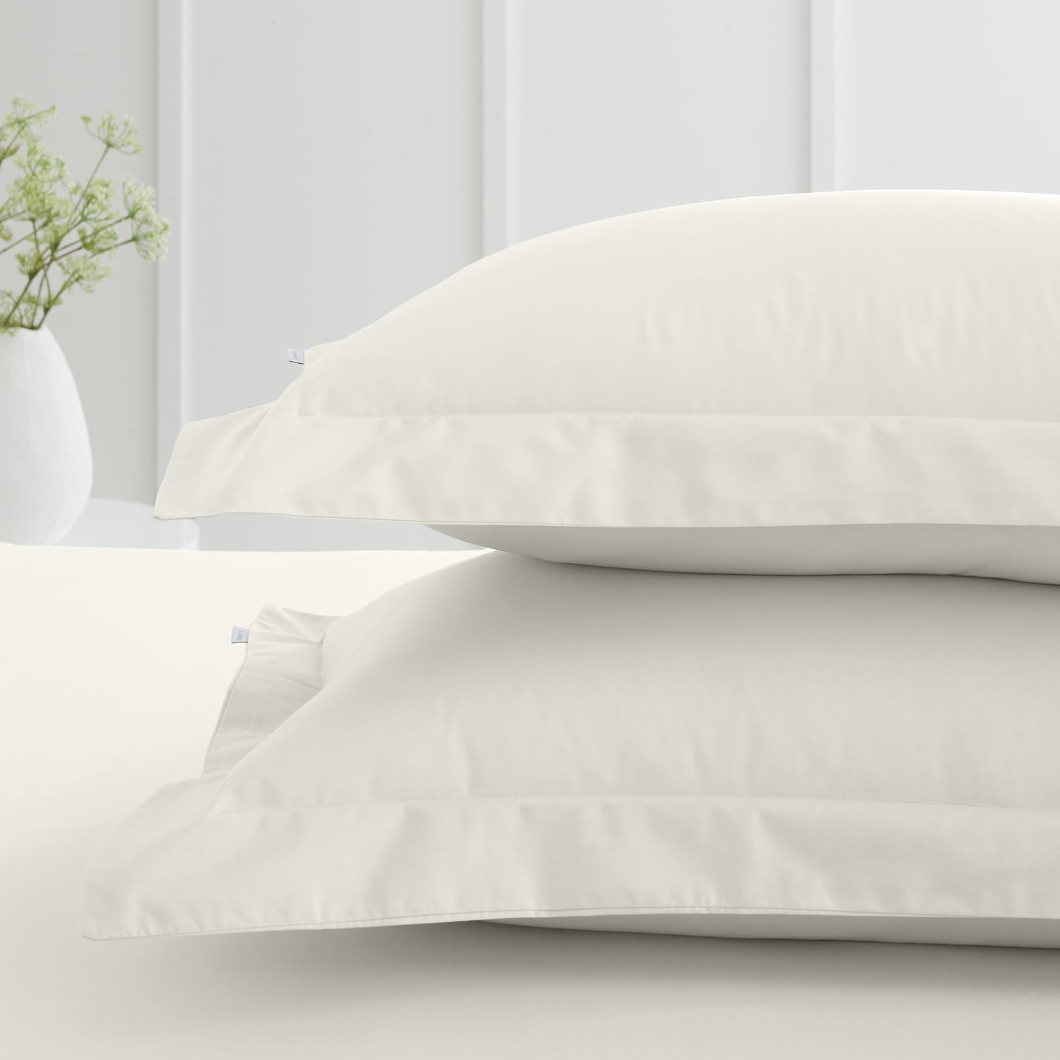 Bianca Fine Linens 200 Thread Count Cotton Percale Pillowcases - 200 Thread Count Percale Oxford Pillowcase Pair Cream