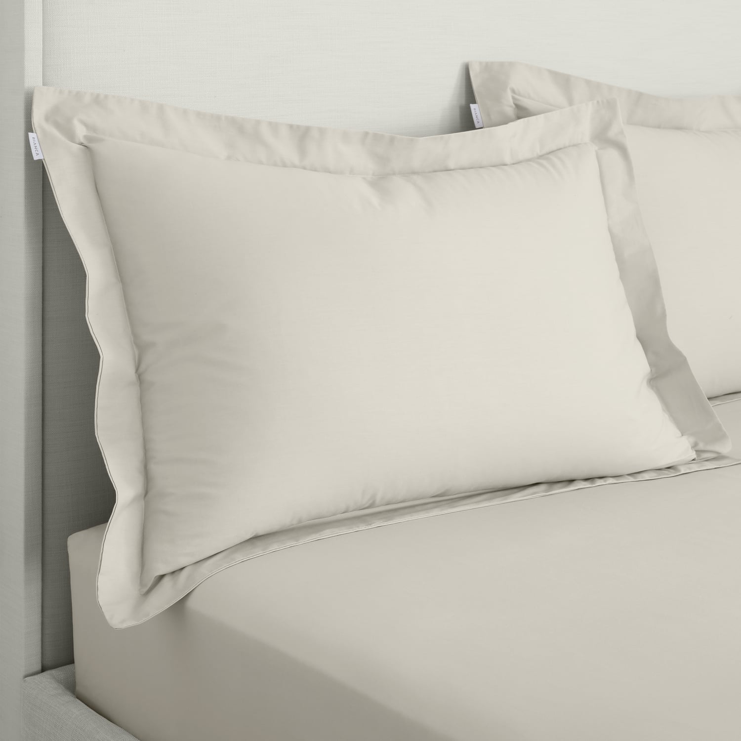 Bianca Fine Linens 200 Thread Count Cotton Percale Pillowcases - 200 Thread Count Percale Oxford Pillowcase Pair Cream (1)