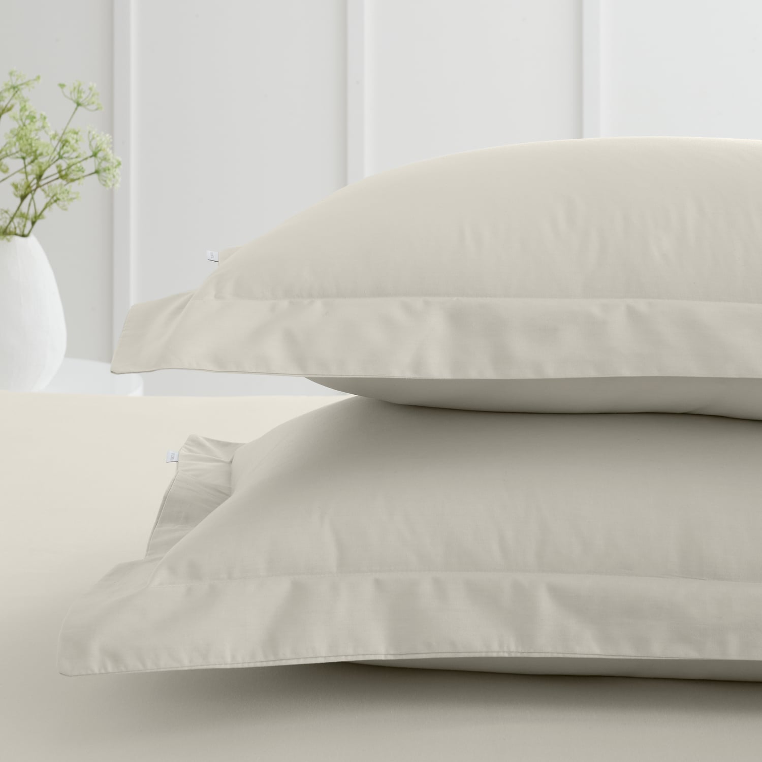 Bianca Fine Linens 200 Thread Count Cotton Percale Pillowcases - 200 Thread Count Percale Oxford Pillowcase Pair Cream (1)