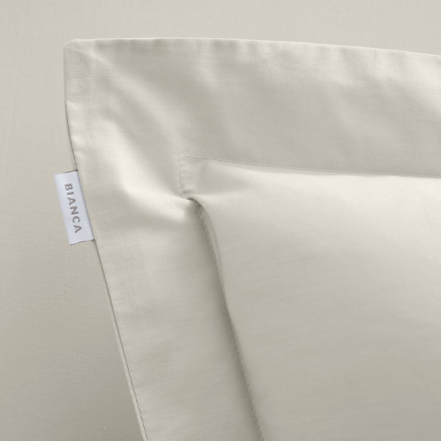Bianca Fine Linens 200 Thread Count Cotton Percale Pillowcases - 200 Thread Count Percale Oxford Pillowcase Pair Cream (1)