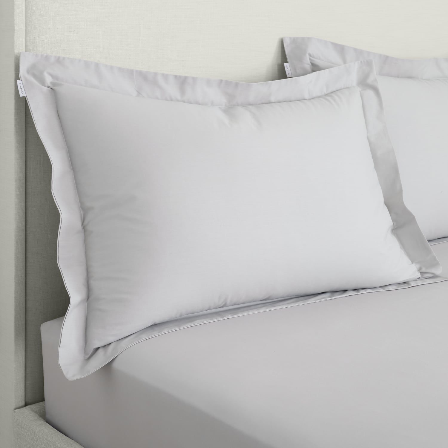 Bianca Fine Linens 200 Thread Count Cotton Percale Pillowcases - 200 Thread Count Percale Oxford Pillowcase Pair Grey