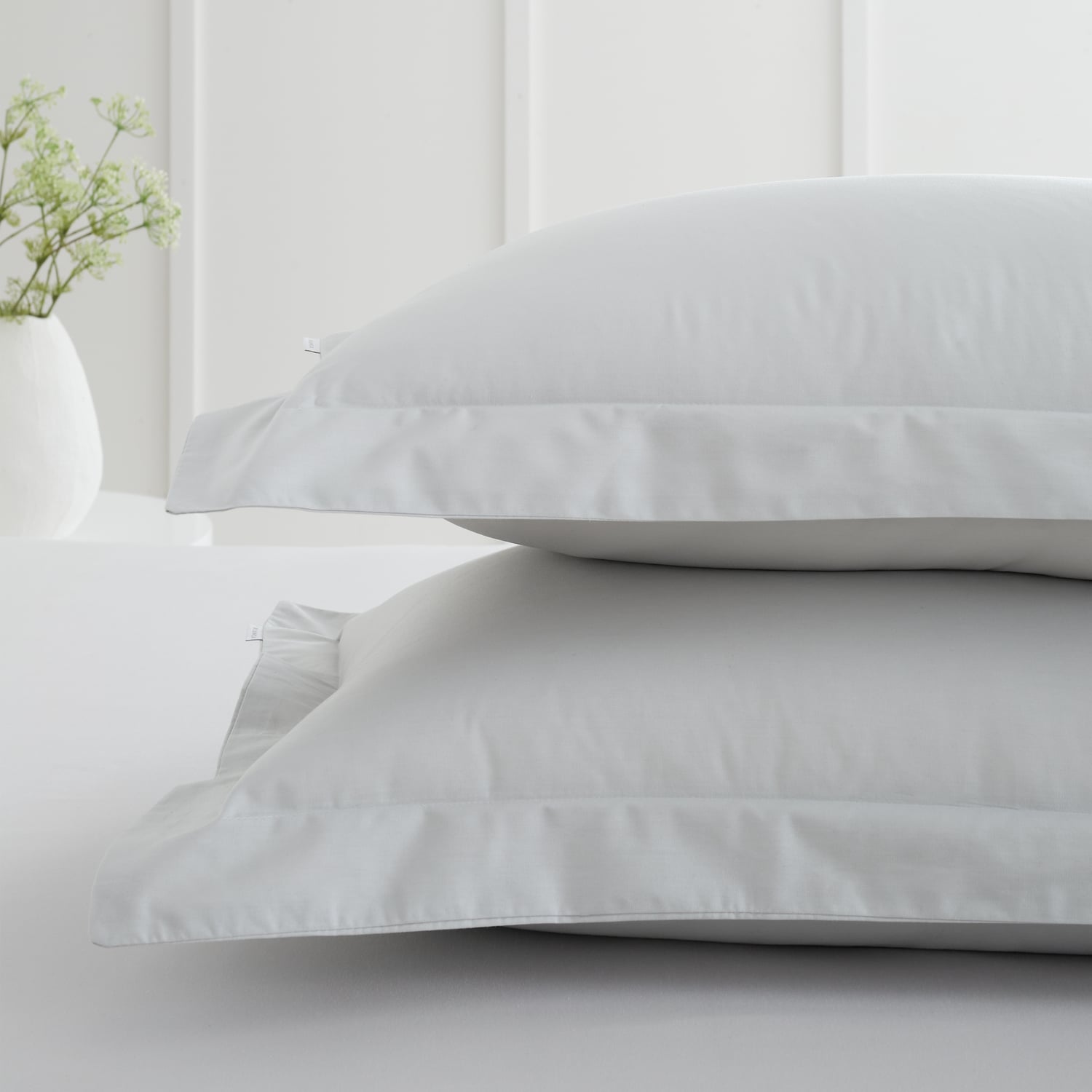 Bianca Fine Linens 200 Thread Count Cotton Percale Pillowcases - 200 Thread Count Percale Oxford Pillowcase Pair Grey