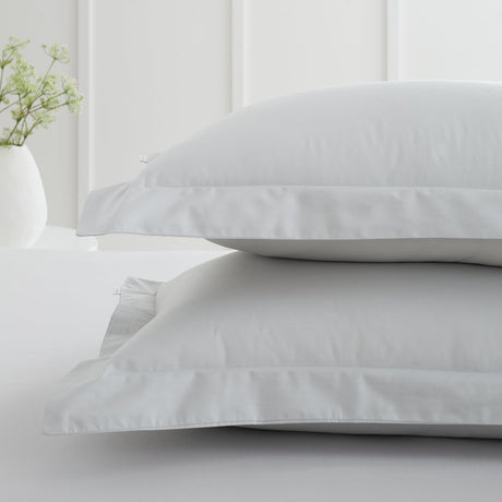 Bianca Fine Linens 200 Thread Count Cotton Percale Pillowcases - 200 Thread Count Percale Oxford Pillowcase Pair Grey