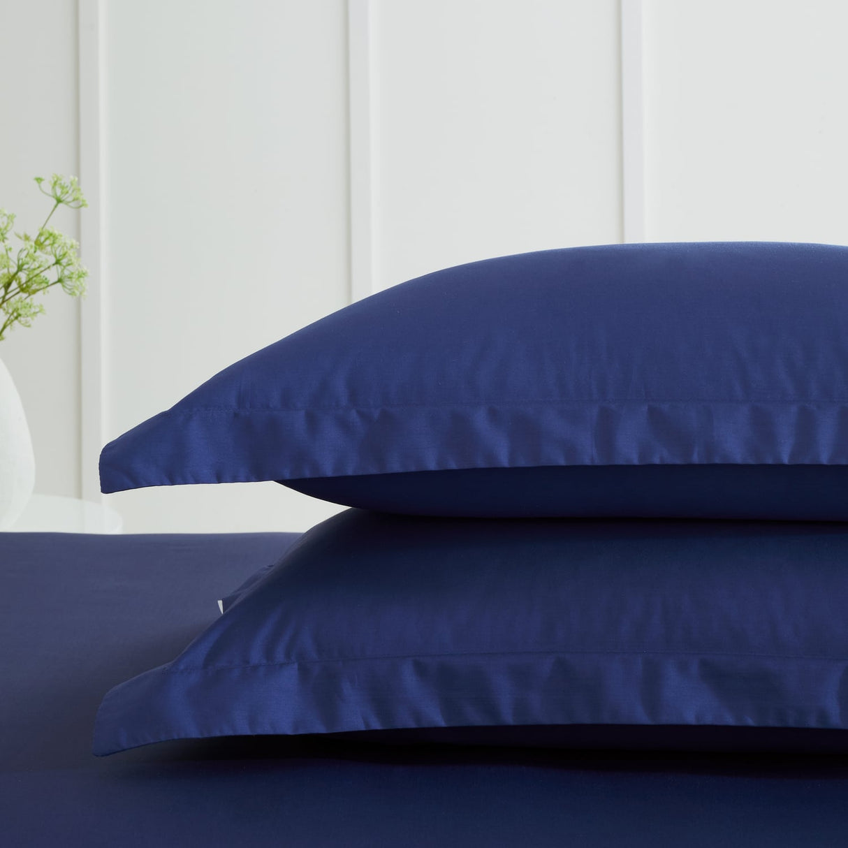Bianca Fine Linens 200 Thread Count Cotton Percale Pillowcases - 200 Thread Count Percale Oxford Pillowcase Pair Navy