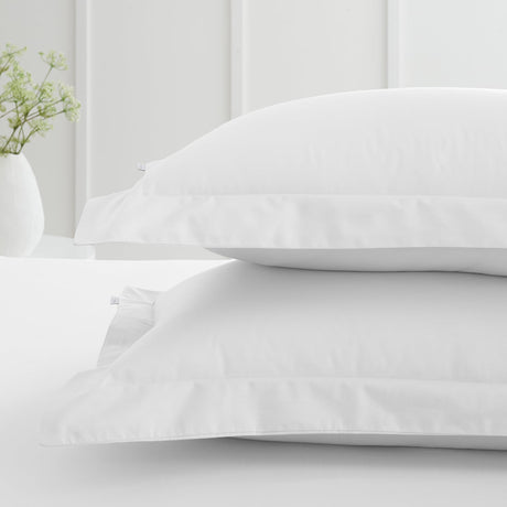 Bianca Fine Linens 200 Thread Count Cotton Percale Pillowcases - 200 Thread Count Percale Oxford Pillowcase Pair White