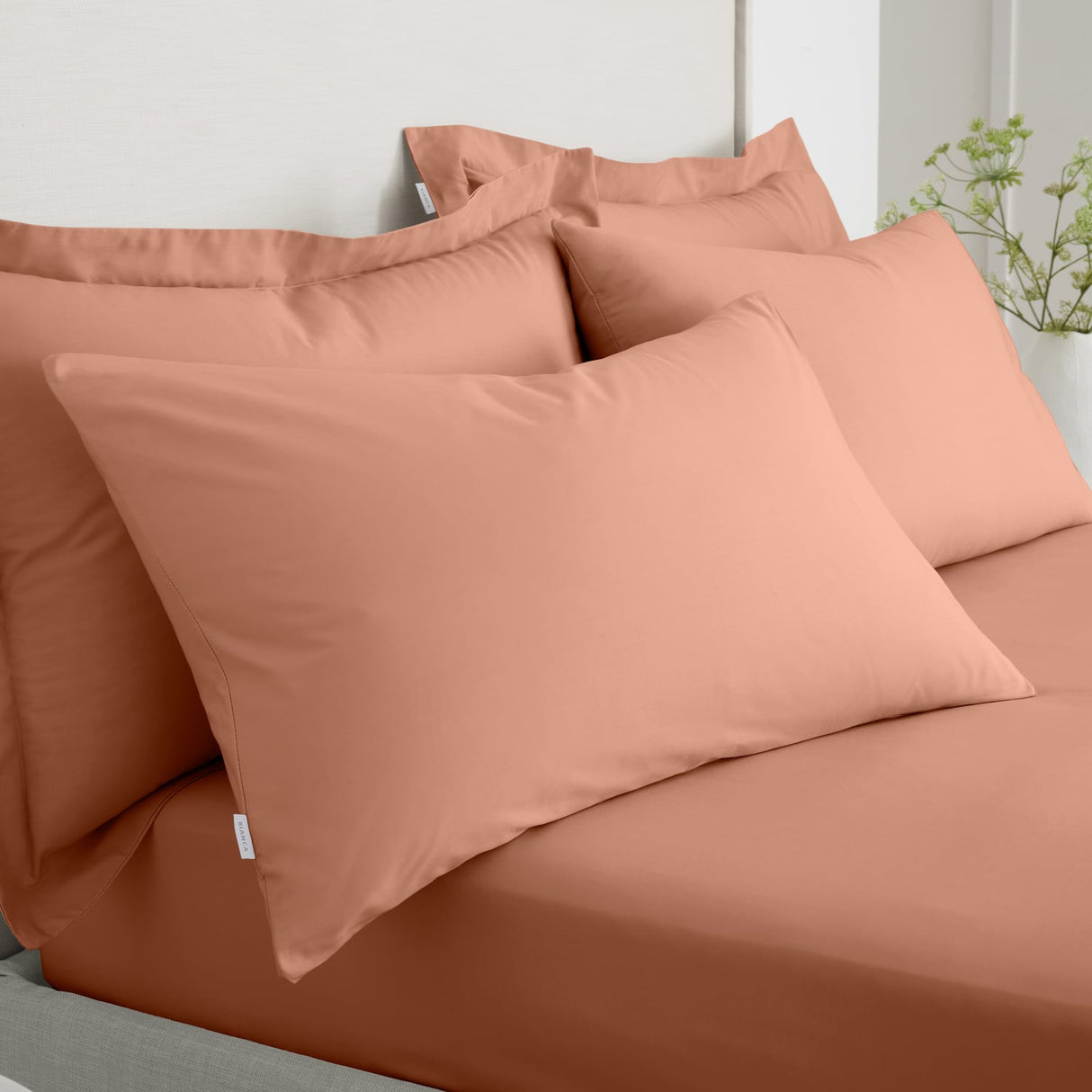 Bianca Fine Linens 200 Thread Count Cotton Percale Pillowcases - 200 Thread Count Percale Standard Pillowcase Pair Clay