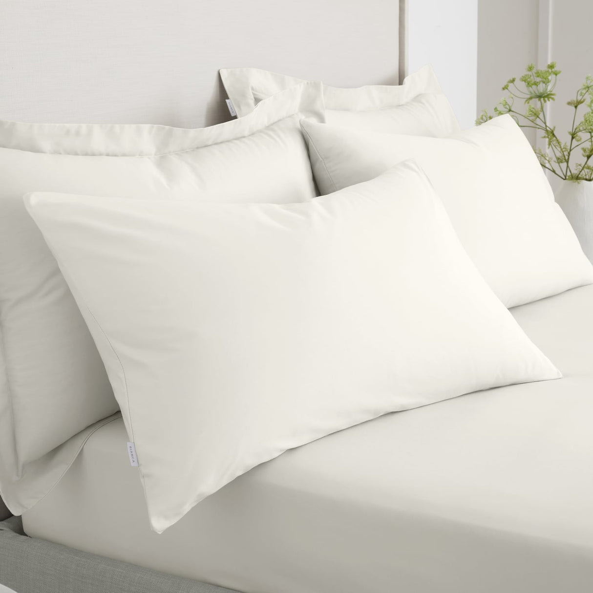 Bianca Fine Linens 200 Thread Count Cotton Percale Pillowcases - 200 Thread Count Percale Standard Pillowcase Pair Cream