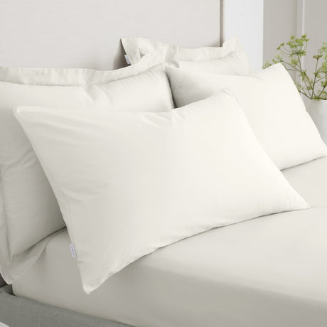 Bianca Fine Linens 200 Thread Count Cotton Percale Pillowcases - 200 Thread Count Percale Standard Pillowcase Pair Cream