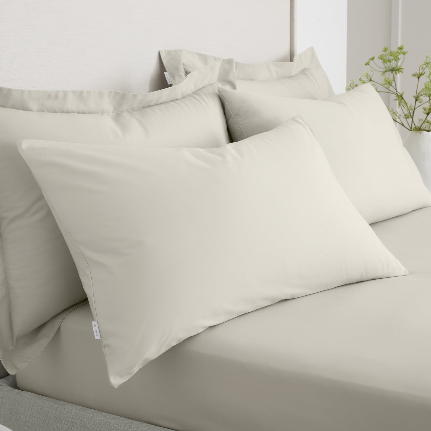 Bianca Fine Linens 200 Thread Count Cotton Percale Pillowcases - 200 Thread Count Percale Standard Pillowcase Pair Natural