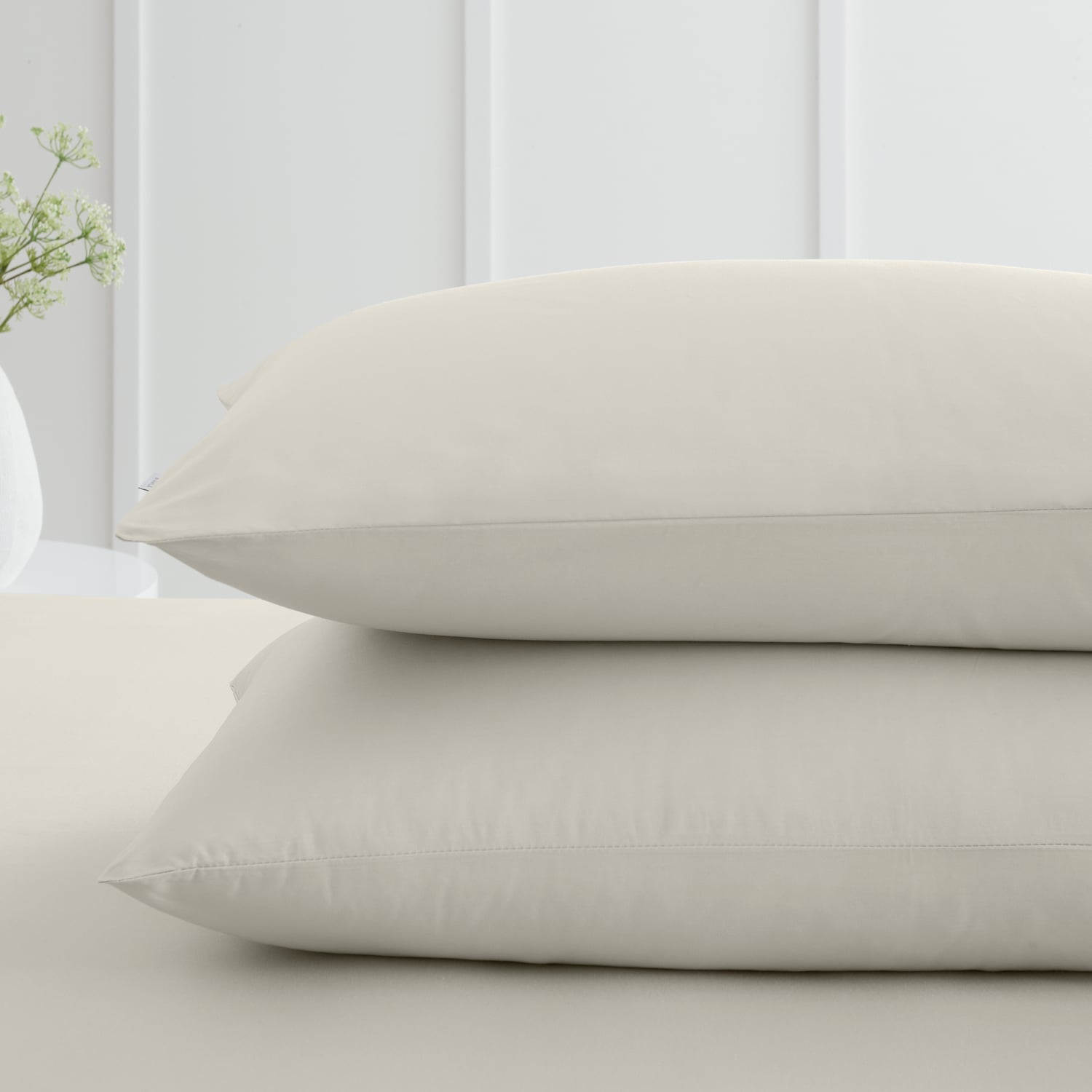 Bianca Fine Linens 200 Thread Count Cotton Percale Pillowcases - 200 Thread Count Percale Standard Pillowcase Pair Natural