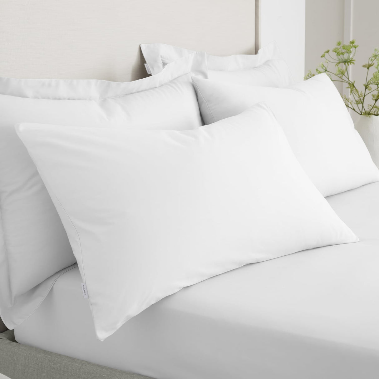 Bianca Fine Linens 200 Thread Count Cotton Percale Pillowcases - 200 Thread Count Percale Standard Pillowcase Pair White