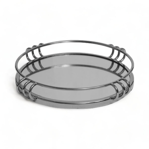 Large Deco Mirrored Round Tray