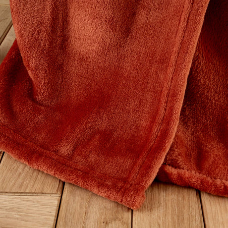 Catherine Lansfield Raschel Velvet Touch Throw – Burnt Orange – 130cm x 170cm / 200cm x 240cm - Extra Large Raschel Velvet Touch Burnt Orange