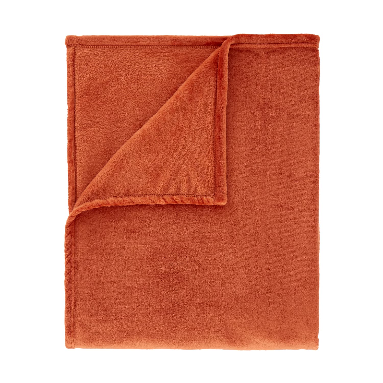 Catherine Lansfield Raschel Velvet Touch Throw – Burnt Orange – 130cm x 170cm / 200cm x 240cm - Extra Large Raschel Velvet Touch Burnt Orange