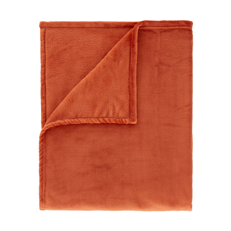 Catherine Lansfield Raschel Velvet Touch Throw – Burnt Orange – 130cm x 170cm / 200cm x 240cm - Extra Large Raschel Velvet Touch Burnt Orange