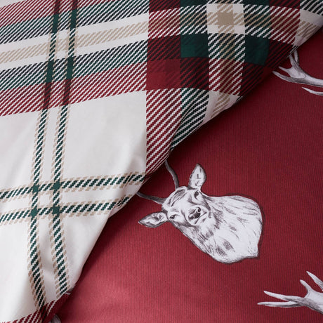 Catherine Lansfield Munro Stag Check Eyelet Curtains Polycotton - Munro Stag Check
