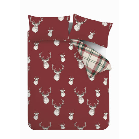 Catherine Lansfield Munro Stag Check Eyelet Curtains Polycotton - Munro Stag Check