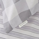 Turner Bianca Check and Stripe Kids Duvet Cover and Fitted Sheet Set - Grey - Check And Stripe Grey