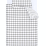 Turner Bianca Check and Stripe Kids Duvet Cover and Fitted Sheet Set - Grey - Check And Stripe Grey