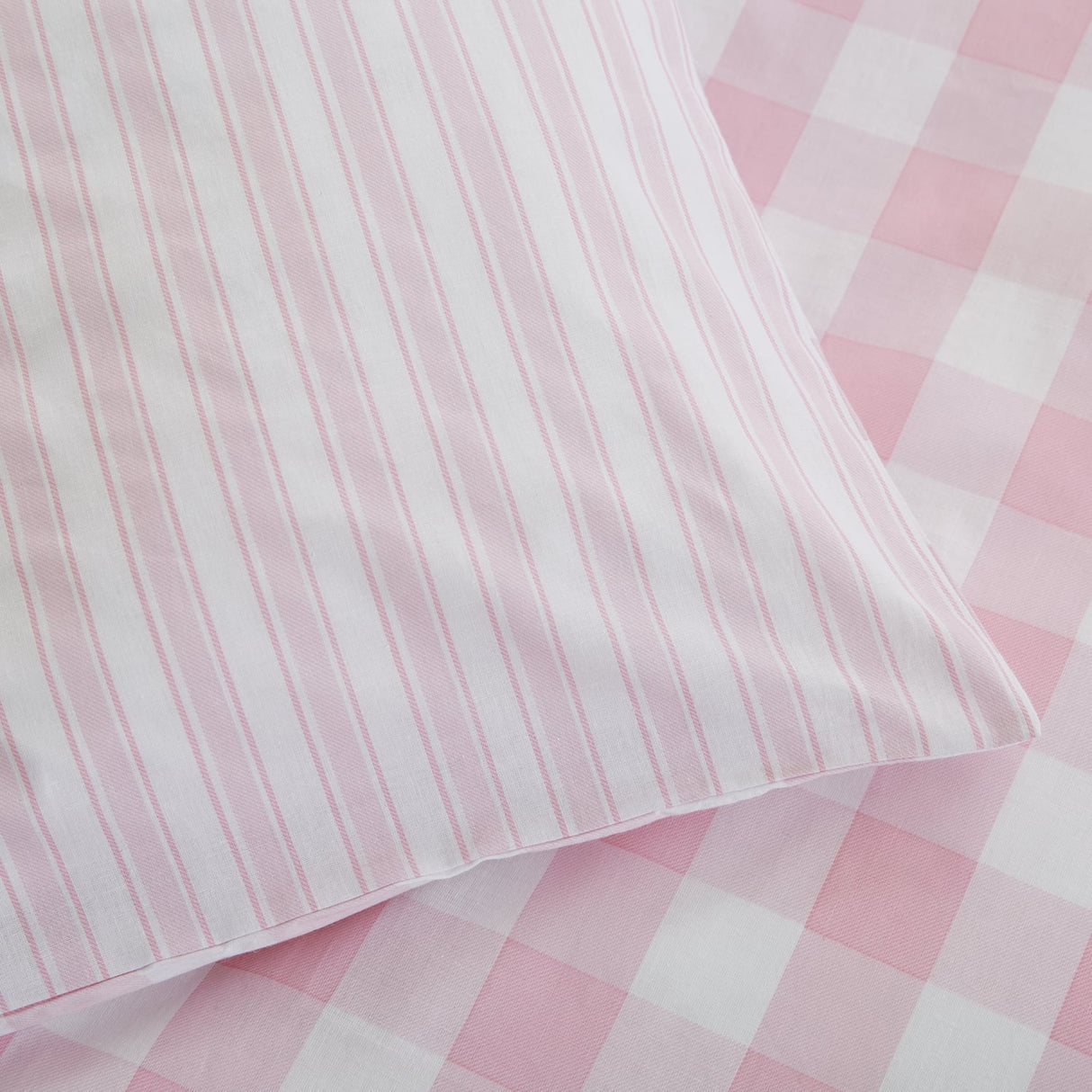 Bianca Fine Linens Check and Stripe Duvet Cover Set - Check And Stripe Pink
