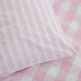 Bianca Fine Linens Check and Stripe Duvet Cover Set - Check And Stripe Pink