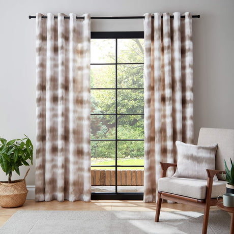 Catherine Lansfield Ombre Texture Teal Eyelet Curtains - Natural