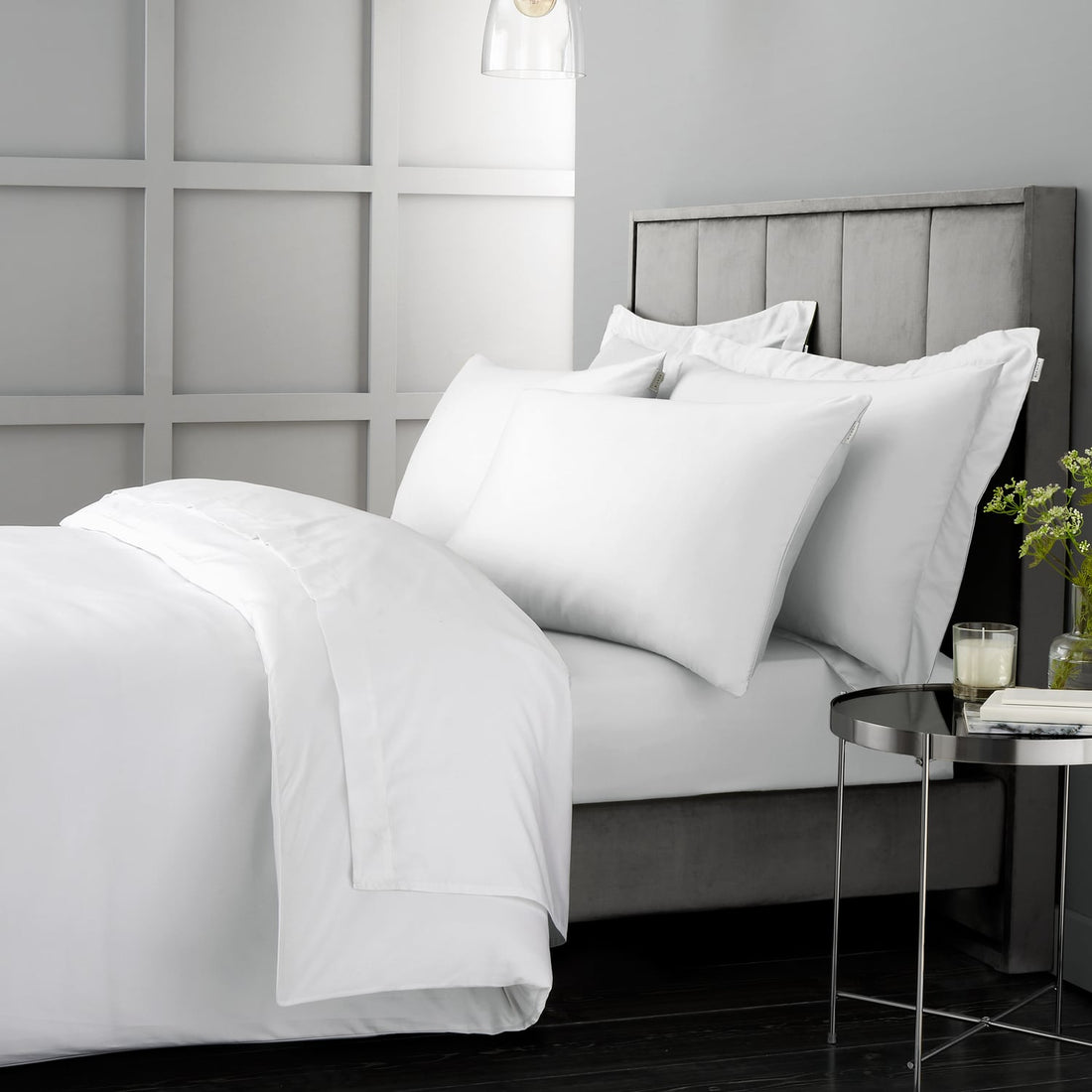 Bianca Fine Linens 400 Thread Count Sateen White 100% Cotton Duvet Cover Bedding Set