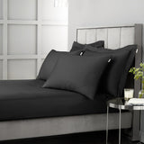 Bianca 400 Thread Count Sateen 36cm Deep Black 100% Cotton Fitted Sheet - 400 Thread Count Cotton Fitted Sheet Black