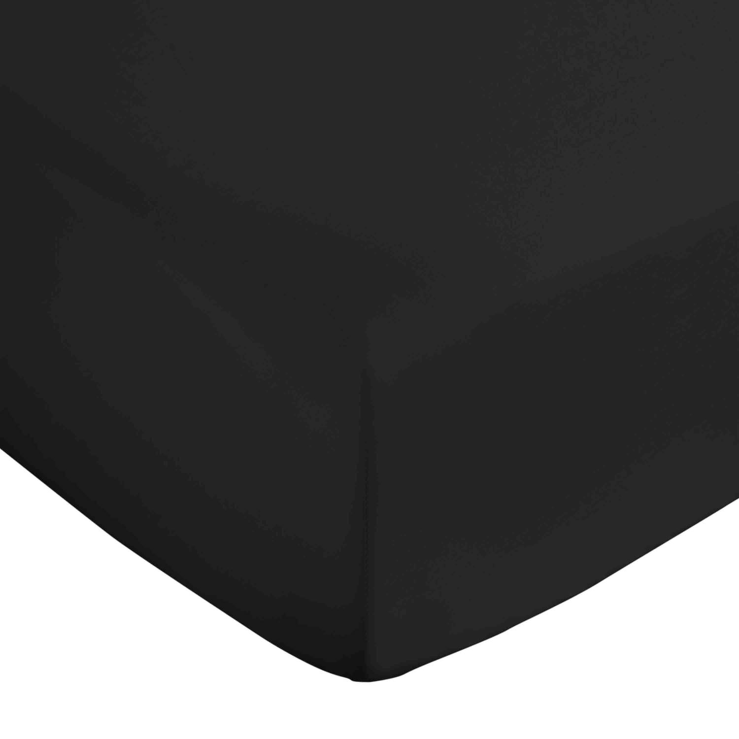 Bianca 400 Thread Count Sateen 36cm Deep Black 100% Cotton Fitted Sheet - 400 Thread Count Cotton Fitted Sheet Black