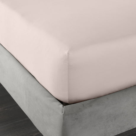Bianca Fine Linens 400 Thread Count Sateen 36cm Deep Blush 100% Cotton Fitted Sheet - 400 Thread Count Cotton Fitted Sheet Blush