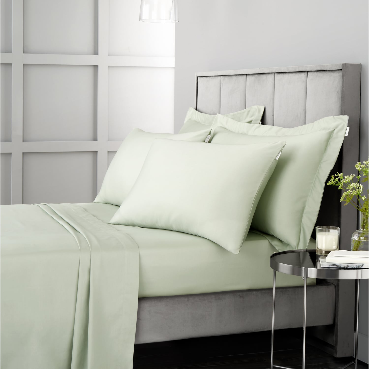 Bianca Fine Linens 400 Thread Count Sateen 36cm Deep Green 100% Cotton Fitted Sheet - 400 Thread Count Cotton Fitted Sheet Green