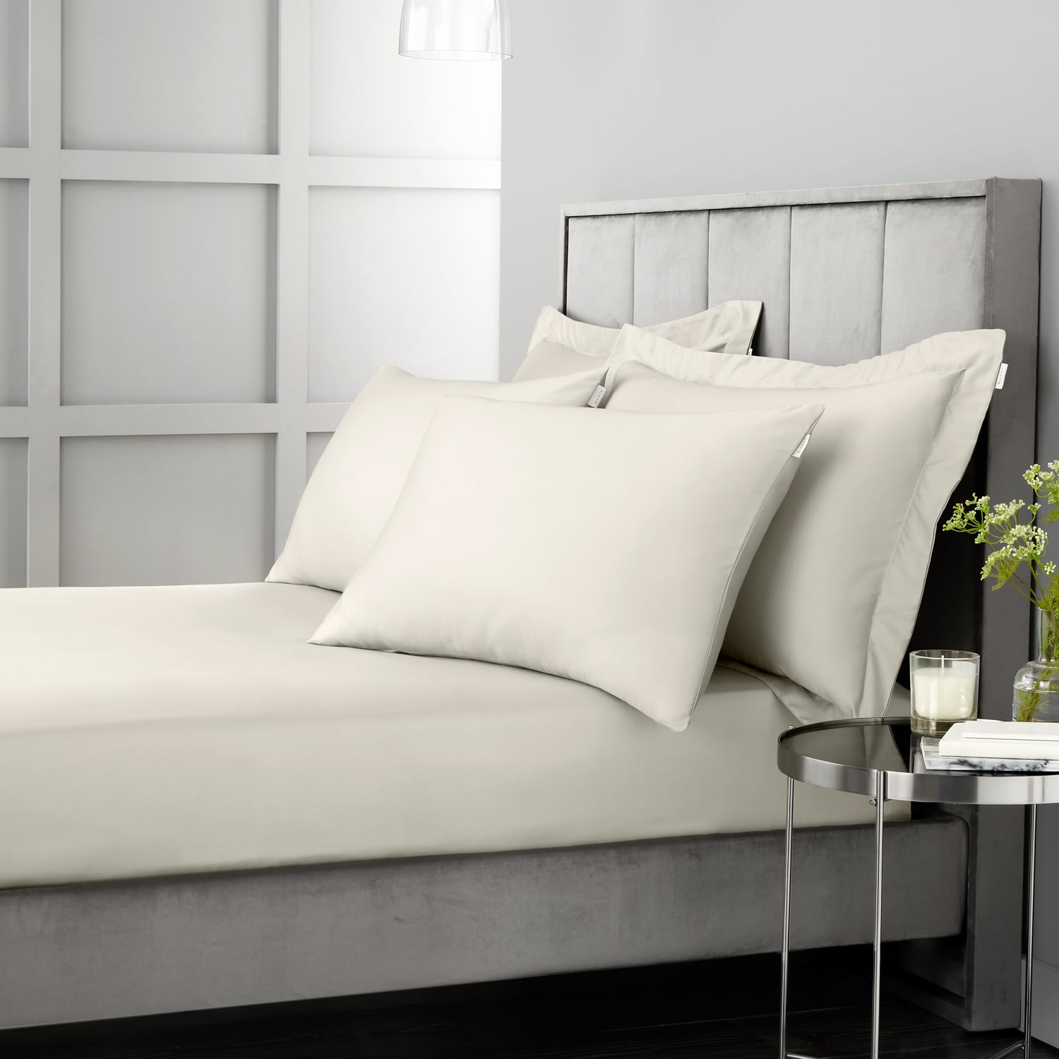 Bianca Fine Linens 400 Thread Count Cotton Sateen 36cm Deep Fitted Sheet - 400 Thread Count Cotton Fitted Sheet Oyster