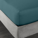 Bianca 400 Thread Count Sateen 36cm Deep Teal 100% Cotton Fitted Sheet - 400 Thread Count Cotton Fitted Sheet Teal