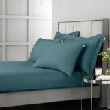Bianca 400 Thread Count Sateen 36cm Deep Teal 100% Cotton Fitted Sheet - 400 Thread Count Cotton Fitted Sheet Teal